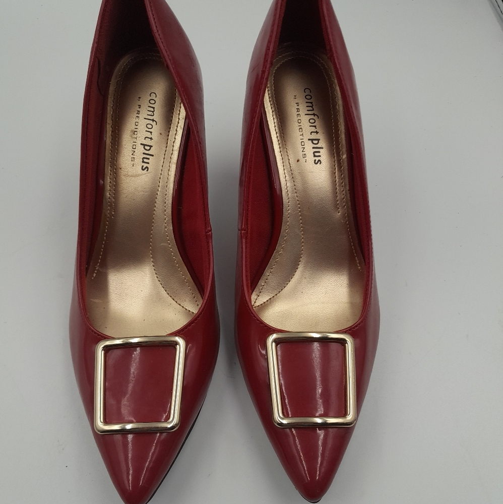 Predictions red high heel pointed toe pumps comfort plus.